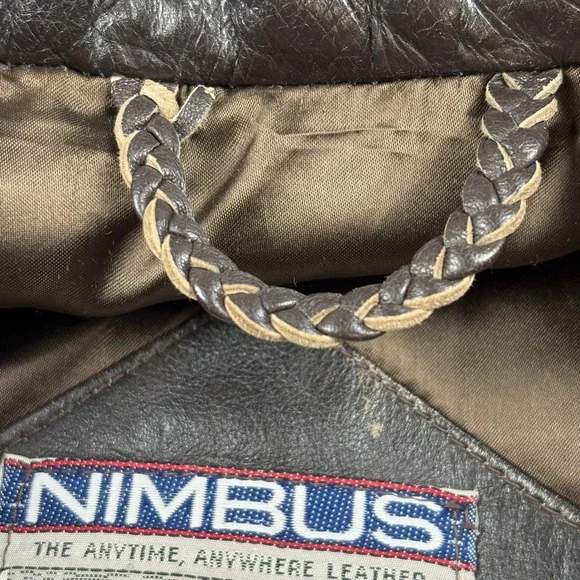 VTG. Nimbus Gant Leather Jacket Men 42 Brown Bomber Flight Heritage Retro RARE